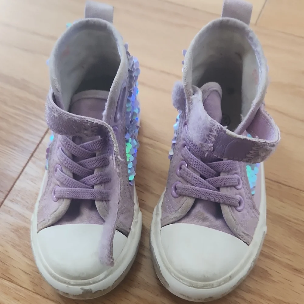 Toddler Lavender Sequin High Top Sneakers Size 7 - Picture 14 of 17